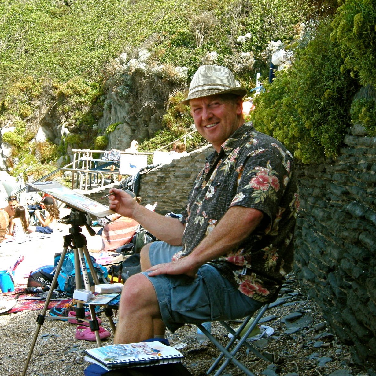 Local North Devon artist Steve PP on Barricane Beach.