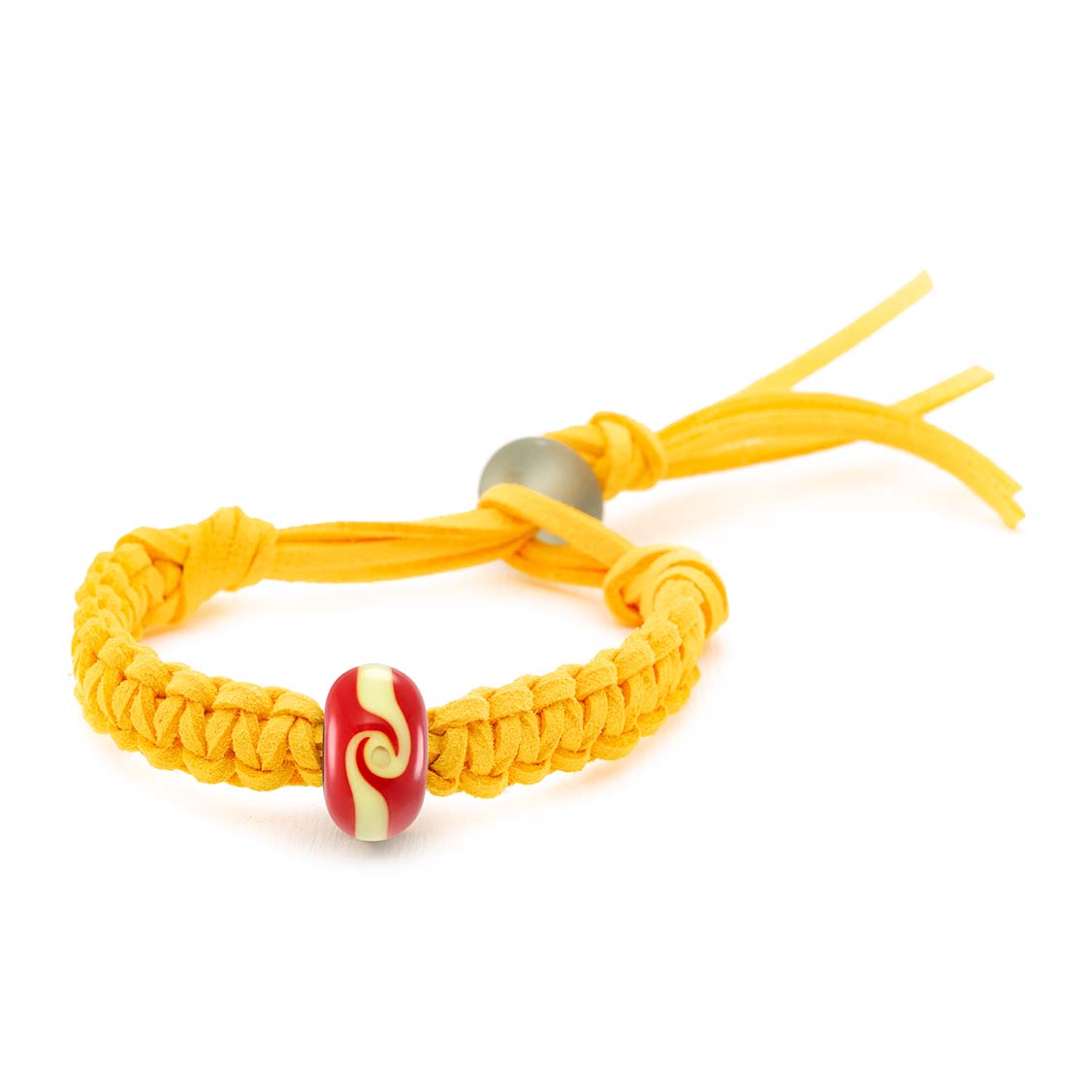 Red and yellow swirling glass bead bracelet being sold in support of SLS GB.