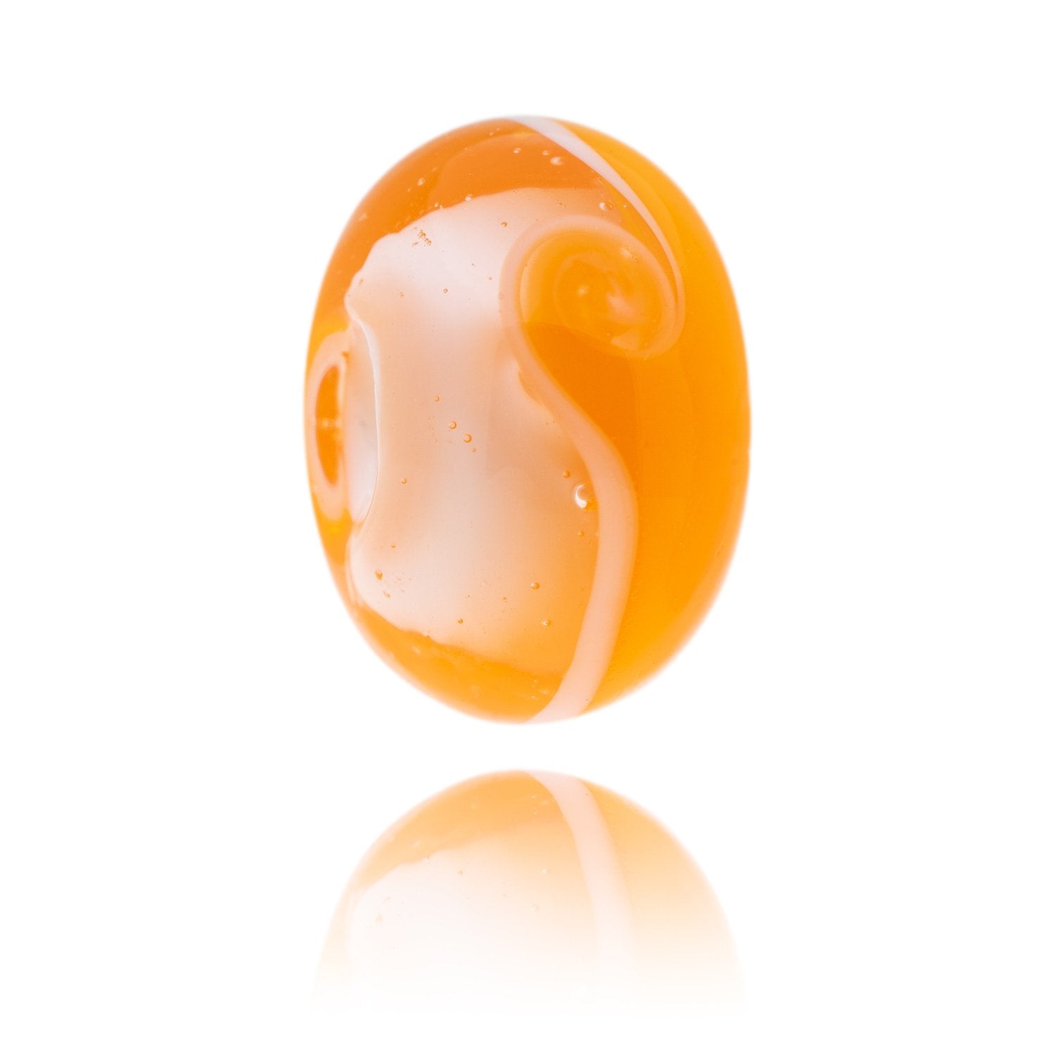 Orange and peach glass bead representing  Sussex County.