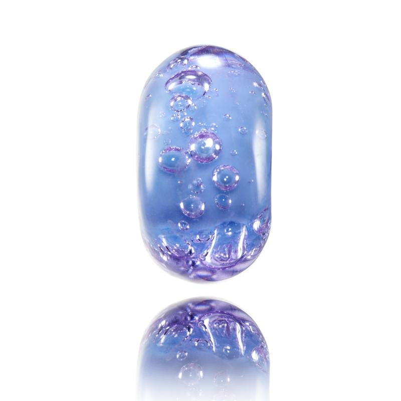 Lavender Murano glass beads with bubbles within the glass inspired by the snow mountain resort of Aspen in the USA.