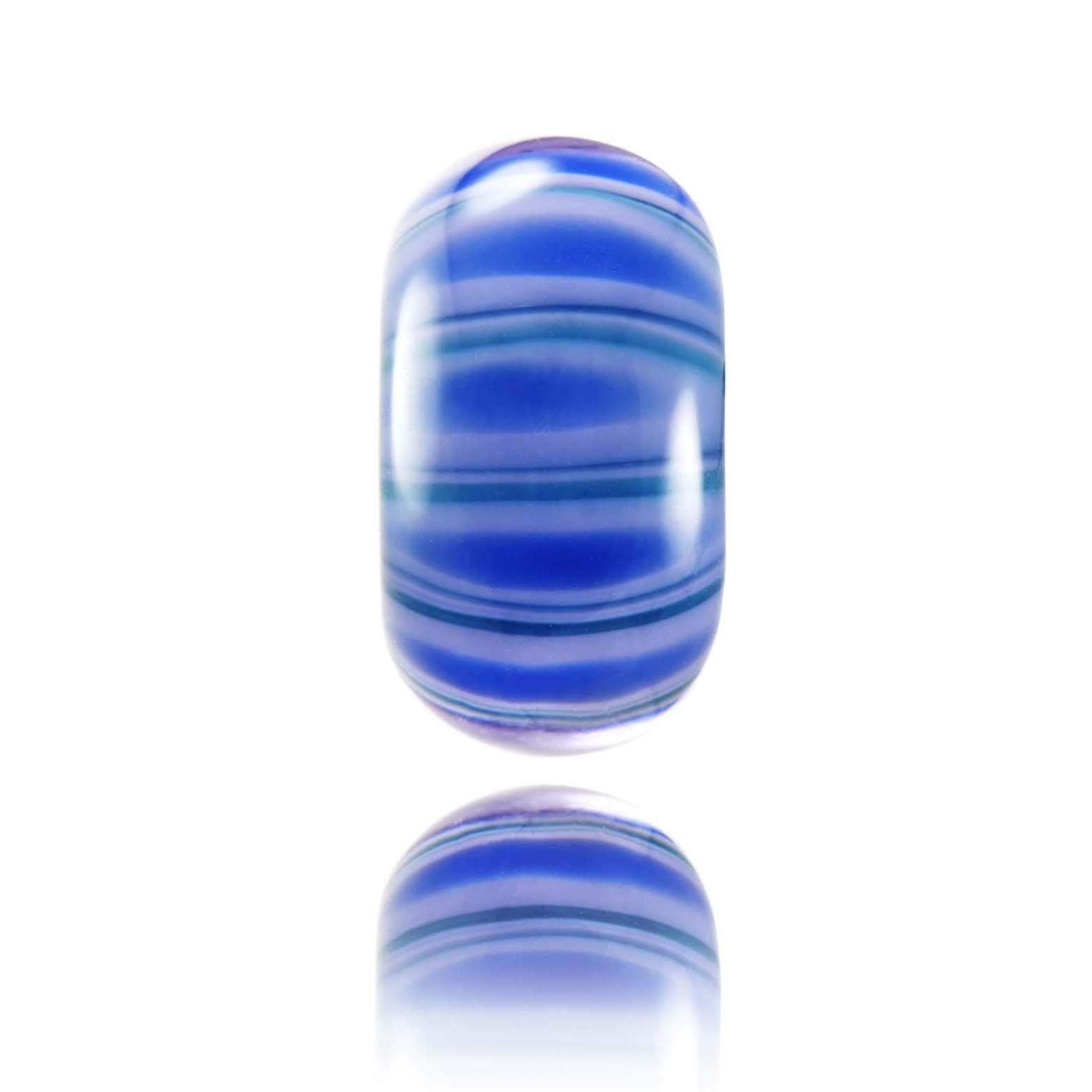 Stripey blue and purple Murano glass bead inspired by the surf beach at Anglet in France.