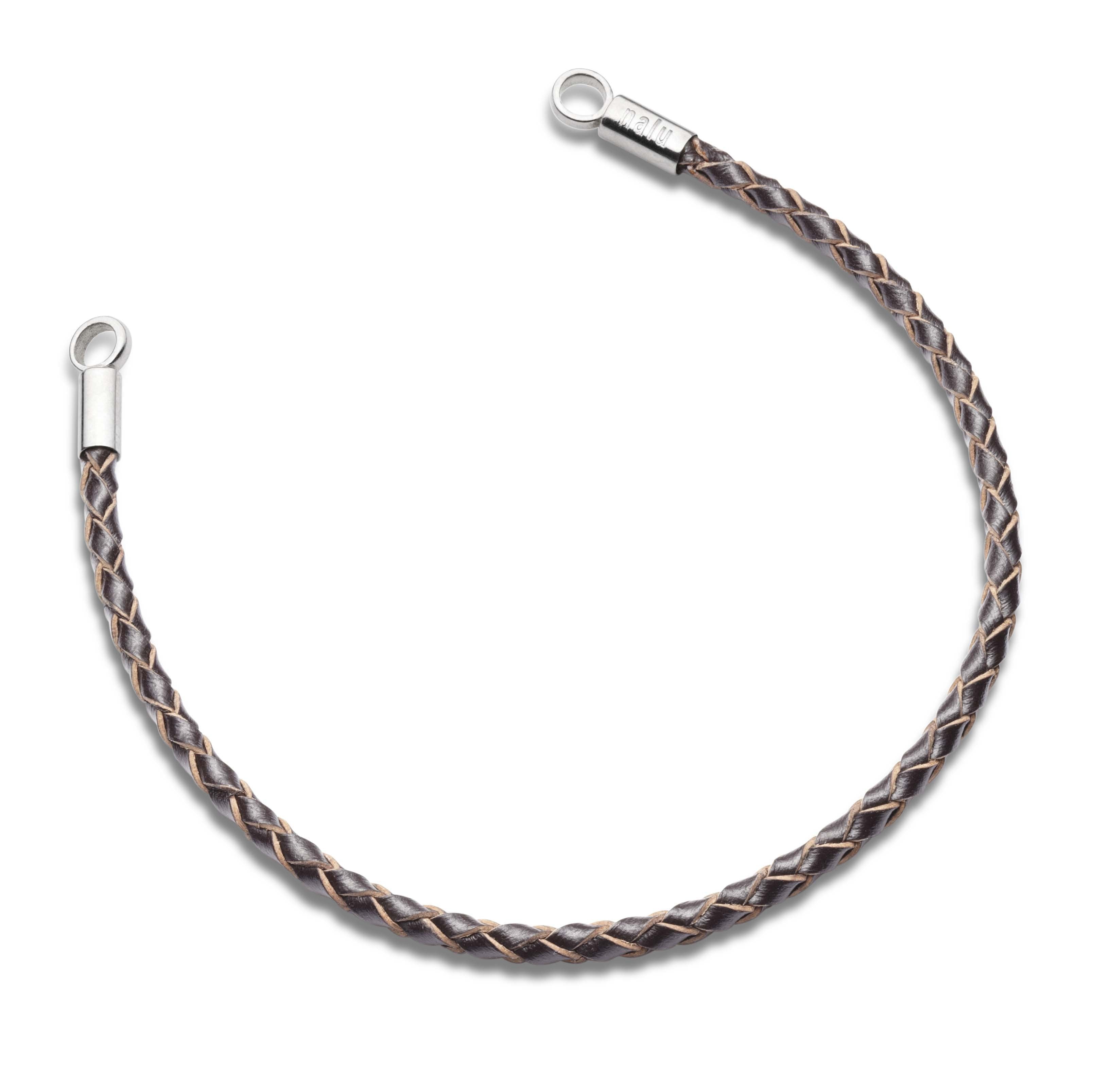 Brown Plaited Leather & Silver Bracelet