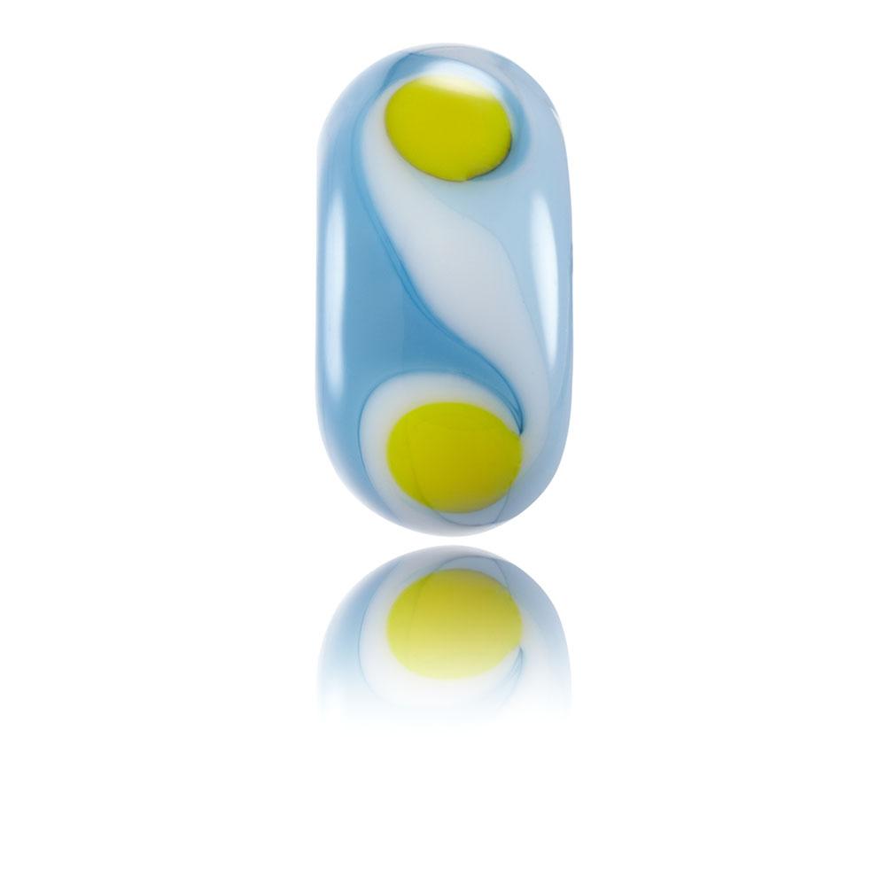 BLUE, white and yellow glass bead designed for Falmouth in Cornwall.