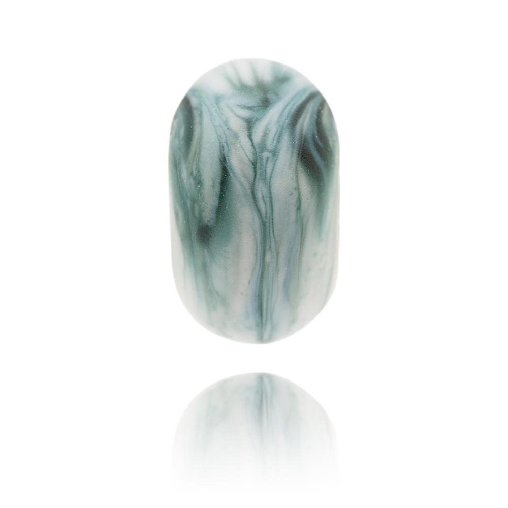 Swirling grey Murano glass bead with frosted surface for Gara Rock in. South Devon.