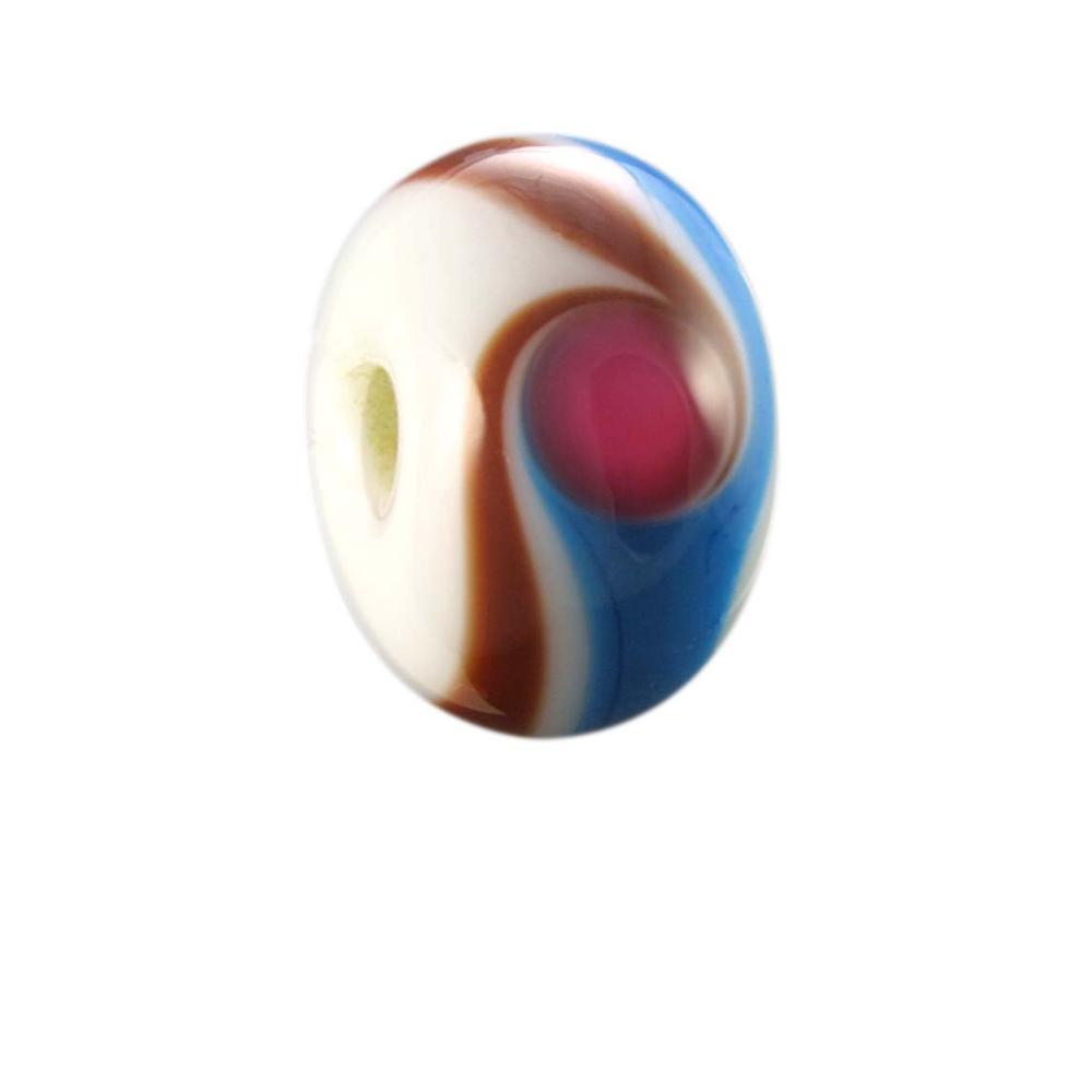 White, brown and bleu glass bead for Jericho.