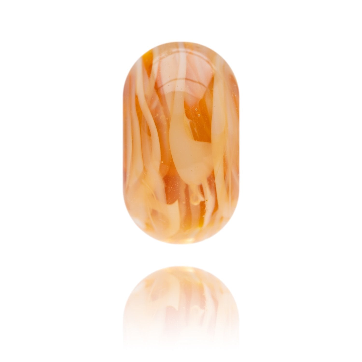 Orange swirling bead for North Landing Flamborough in Yorkshire.