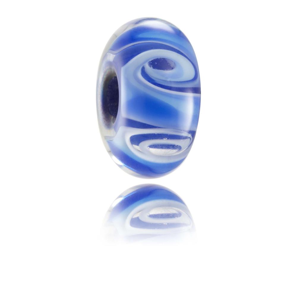 Swirling blue, white and clear glass bead representing there Southern Ocean.