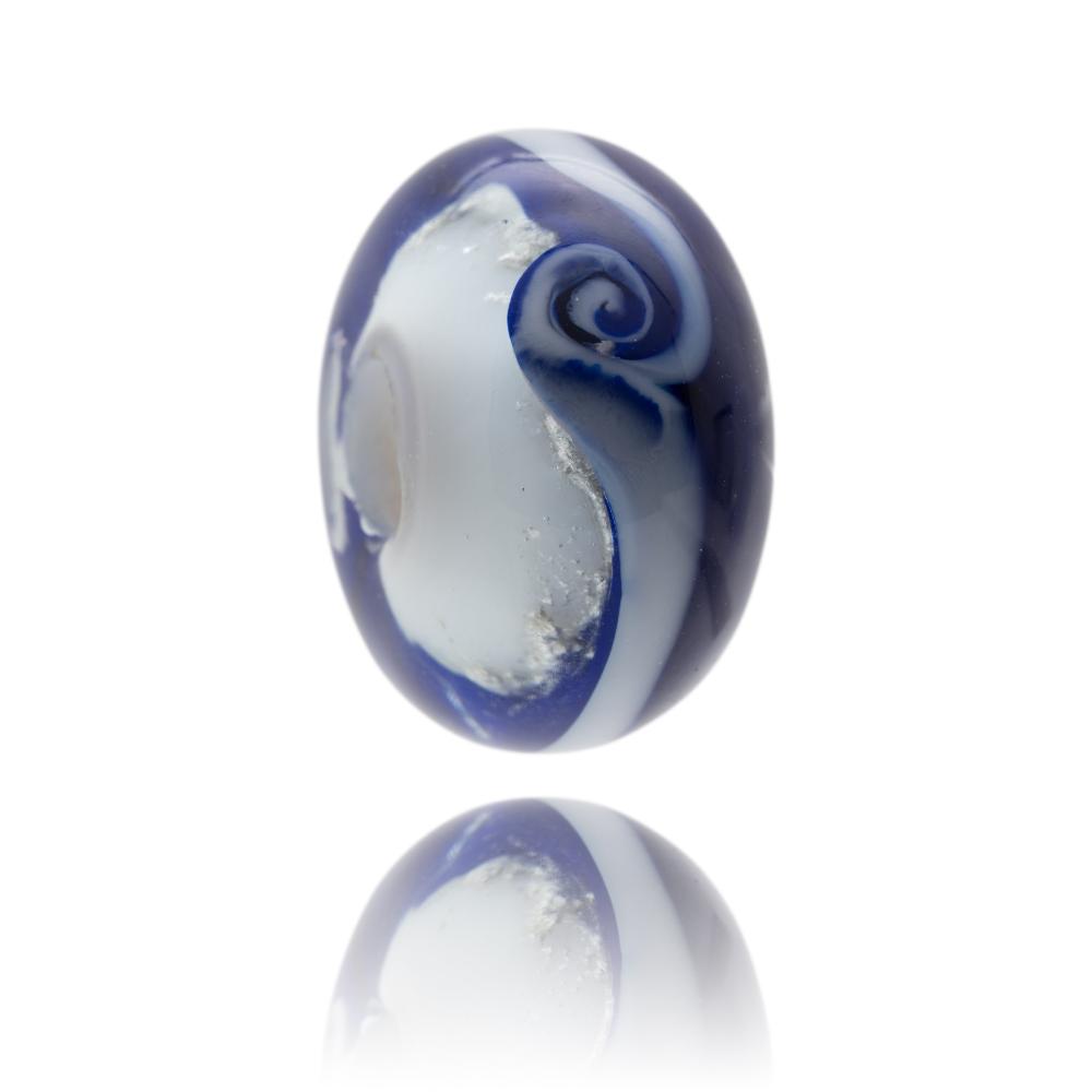 Blue and clear glass sparkling bead for the Highlands & Islands Region in Scotland.