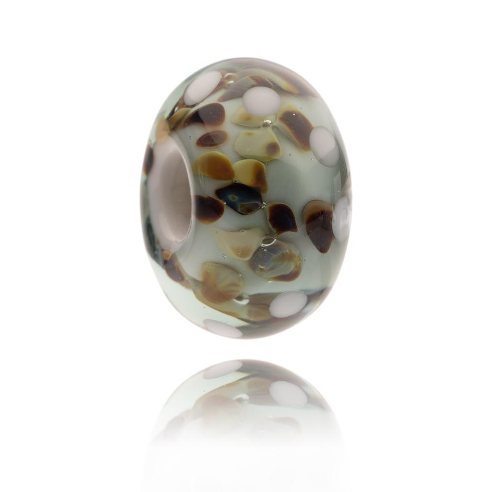 Grey and brown speckled glass bead for Snowdonia national Park in Wales.