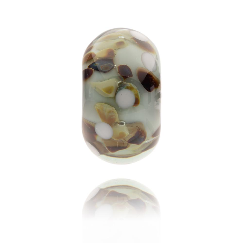 Grey and brown speckled glass bead for Snowdonia national Park in Wales.