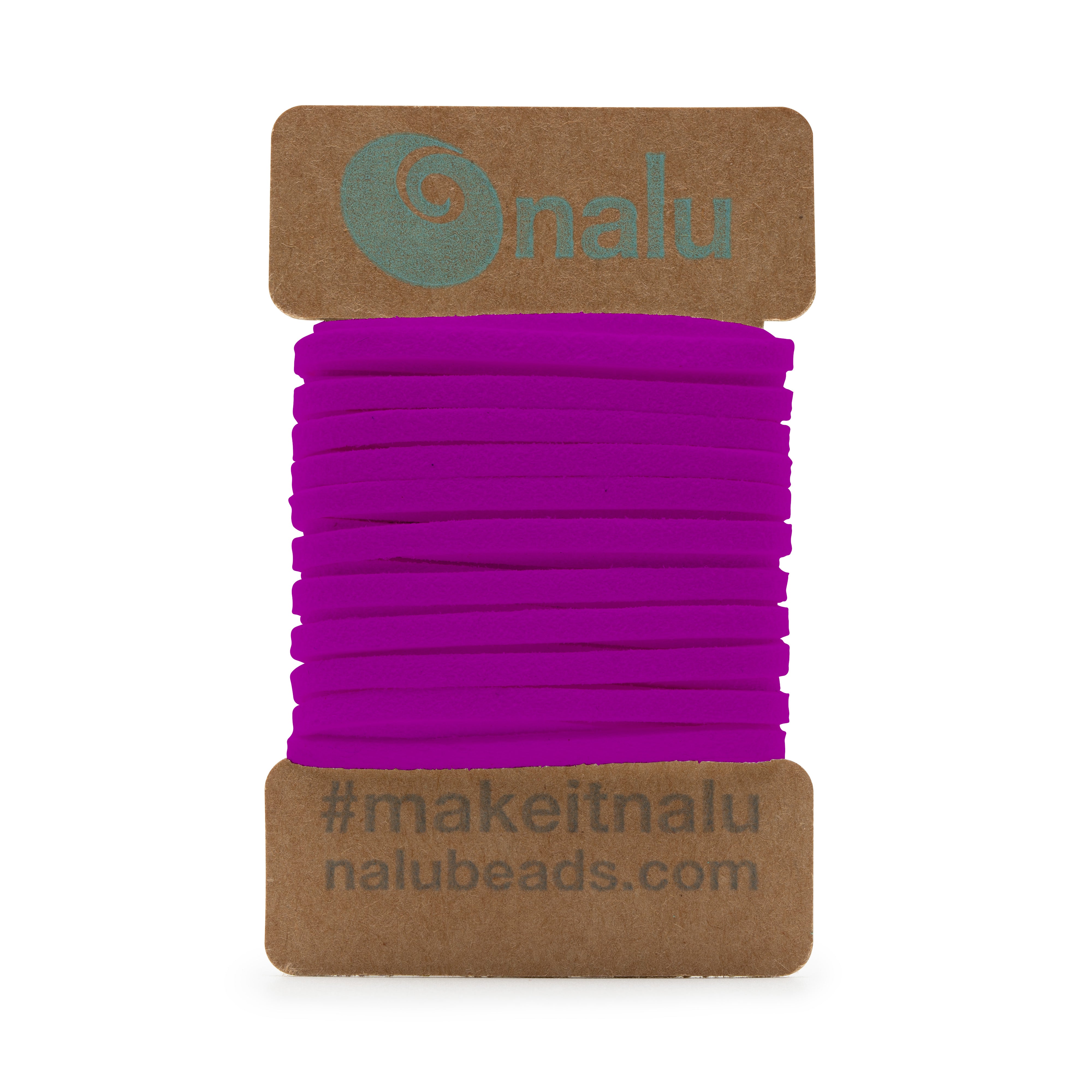 Magenta coloured cord for making surfer style bracelets with colourful glass beads.