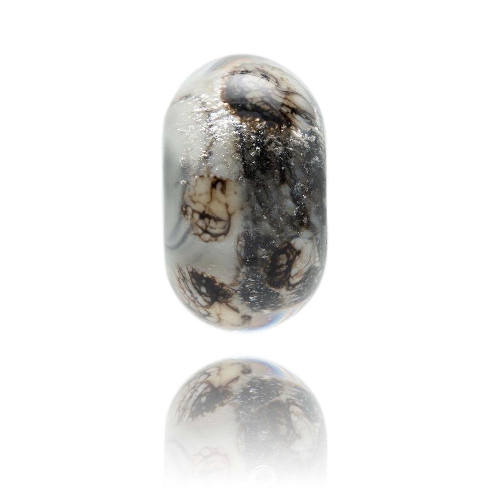 Dark brown and cream shimmery glass bead for the Isle of Skye in Scotland.