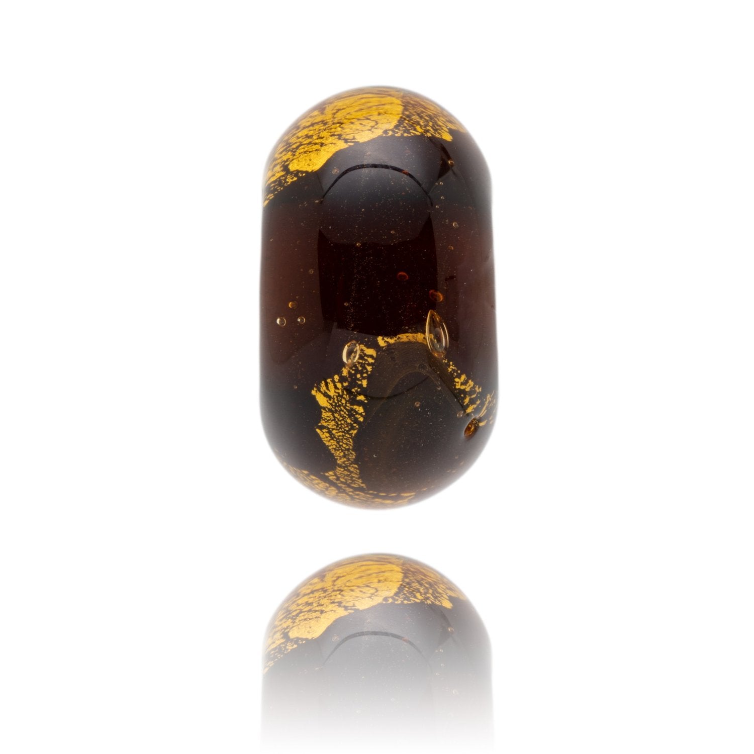 Brown and gold Murano glass bead representing Oban in Scotland.