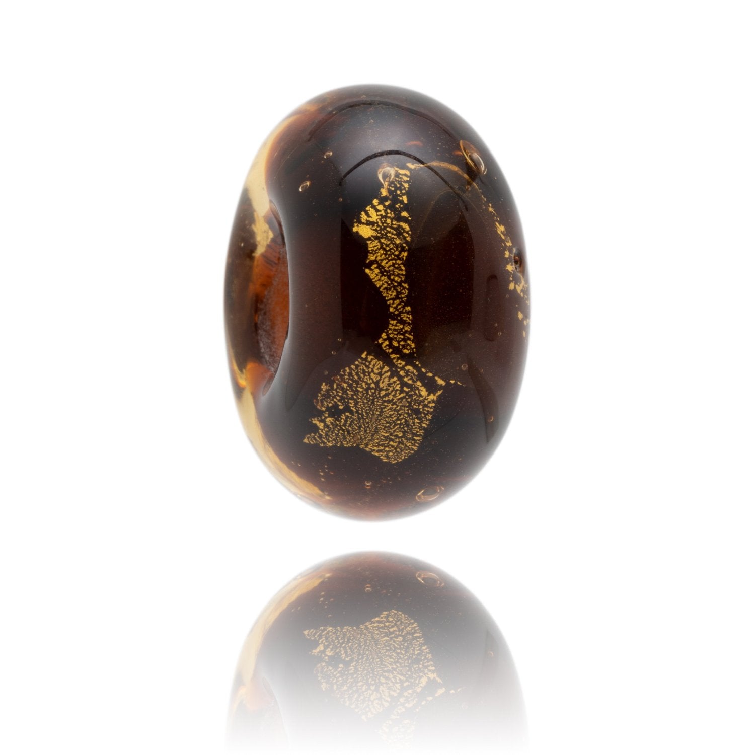 Brown and gold Murano glass bead representing Oban in Scotland.