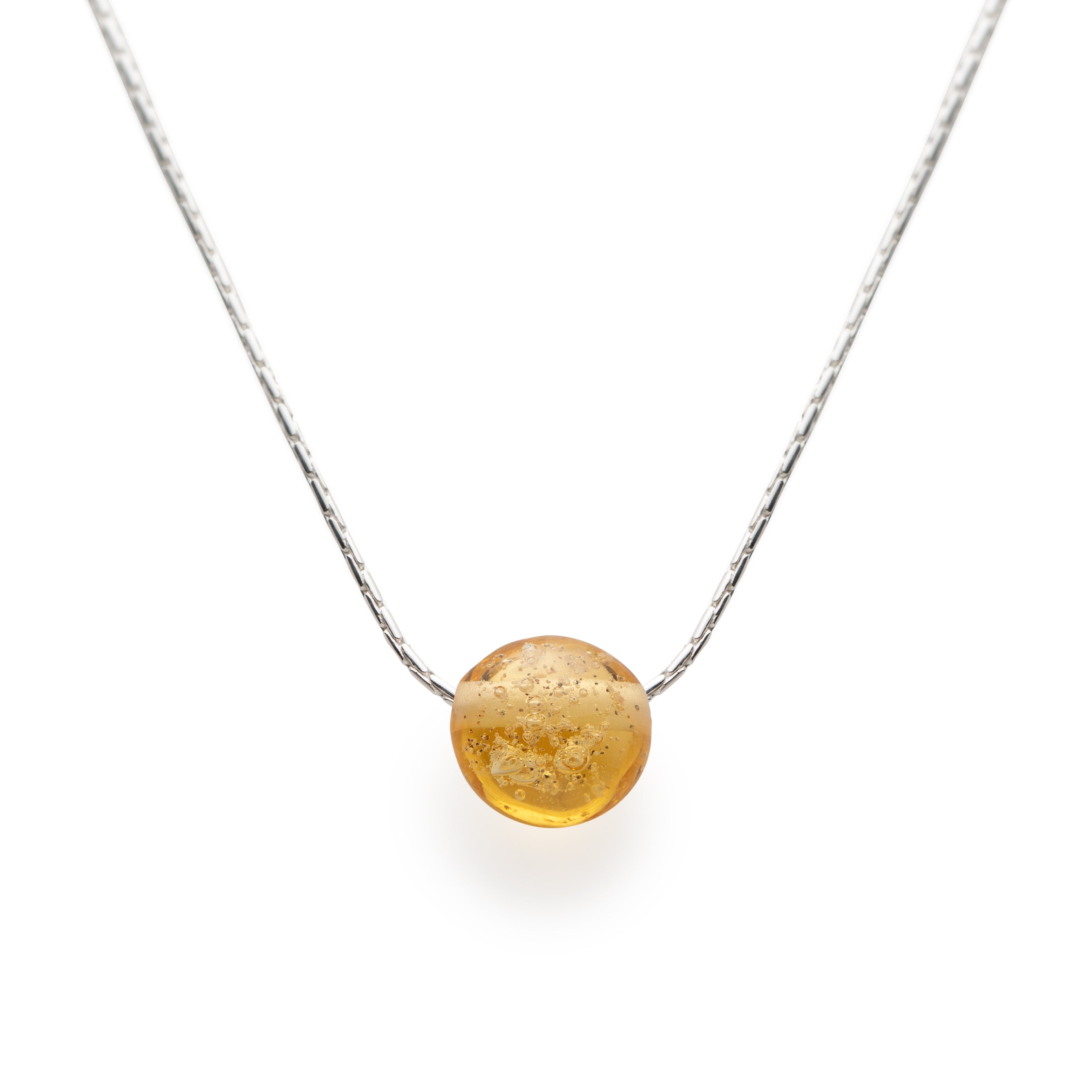Silver Sand Pebble Necklace - Amber