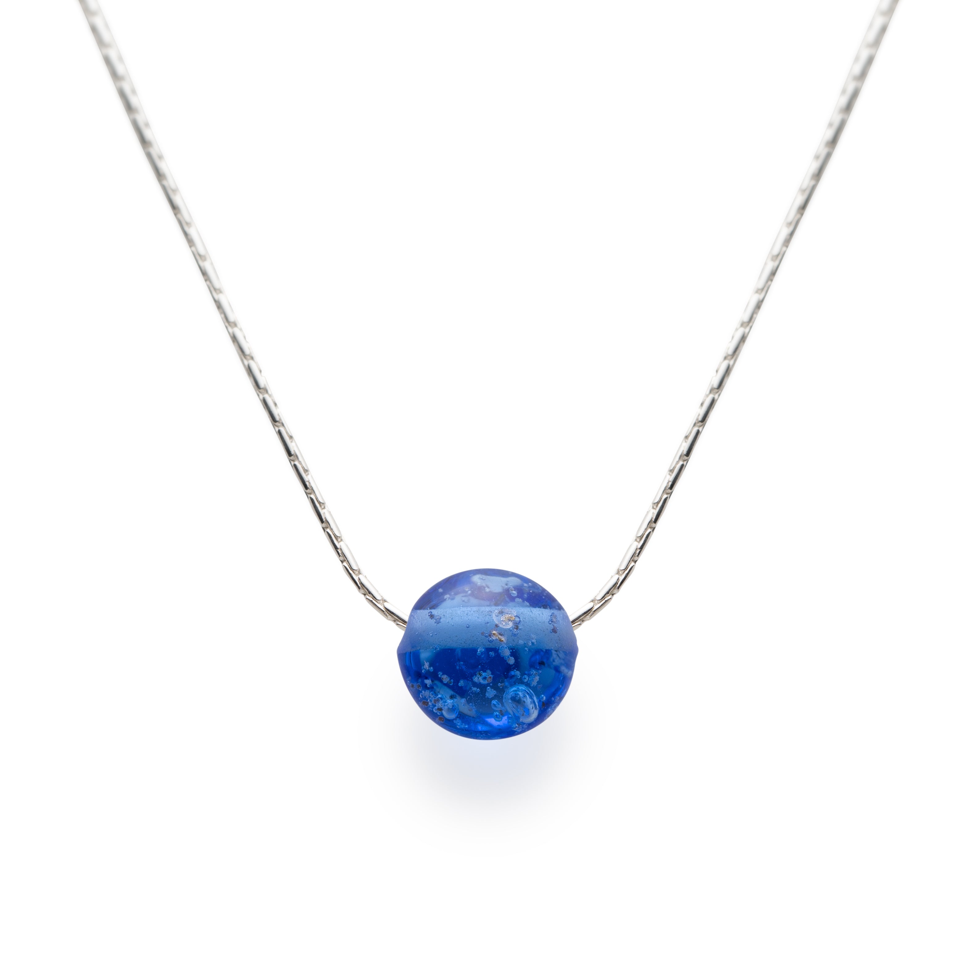 Silver Sand Pebble Necklace - Dark Blue