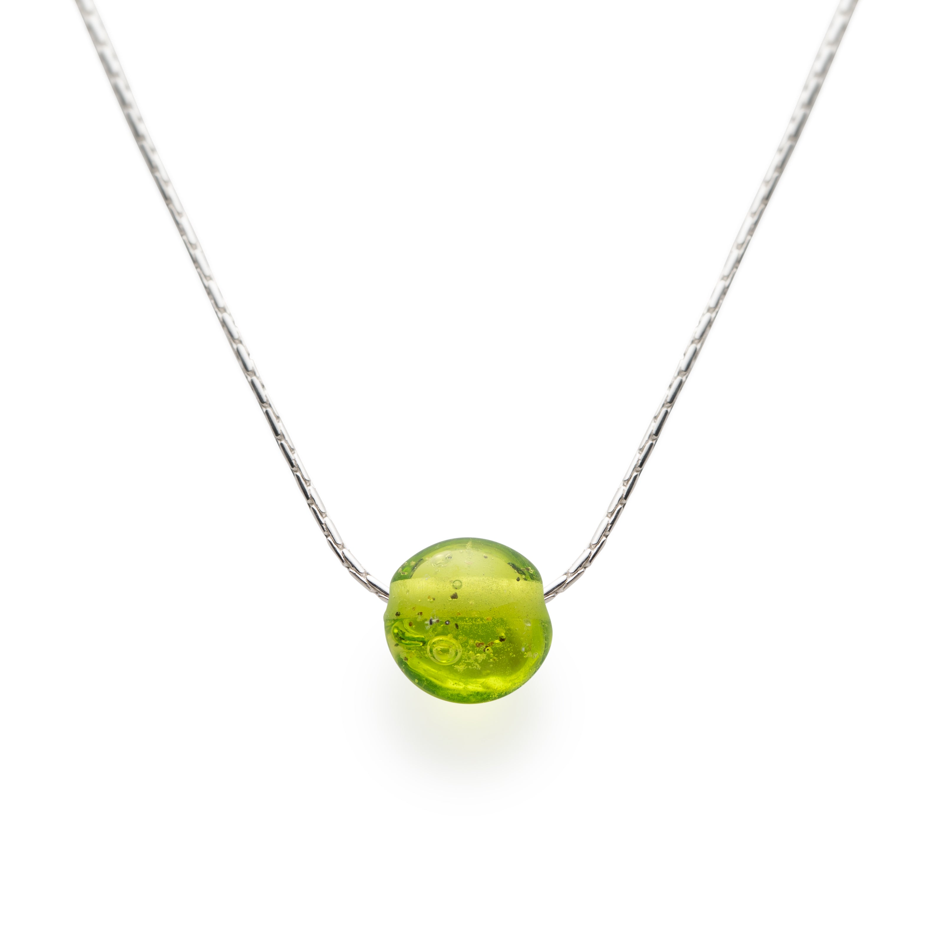 Silver Sand Pebble Necklace - Apple Green
