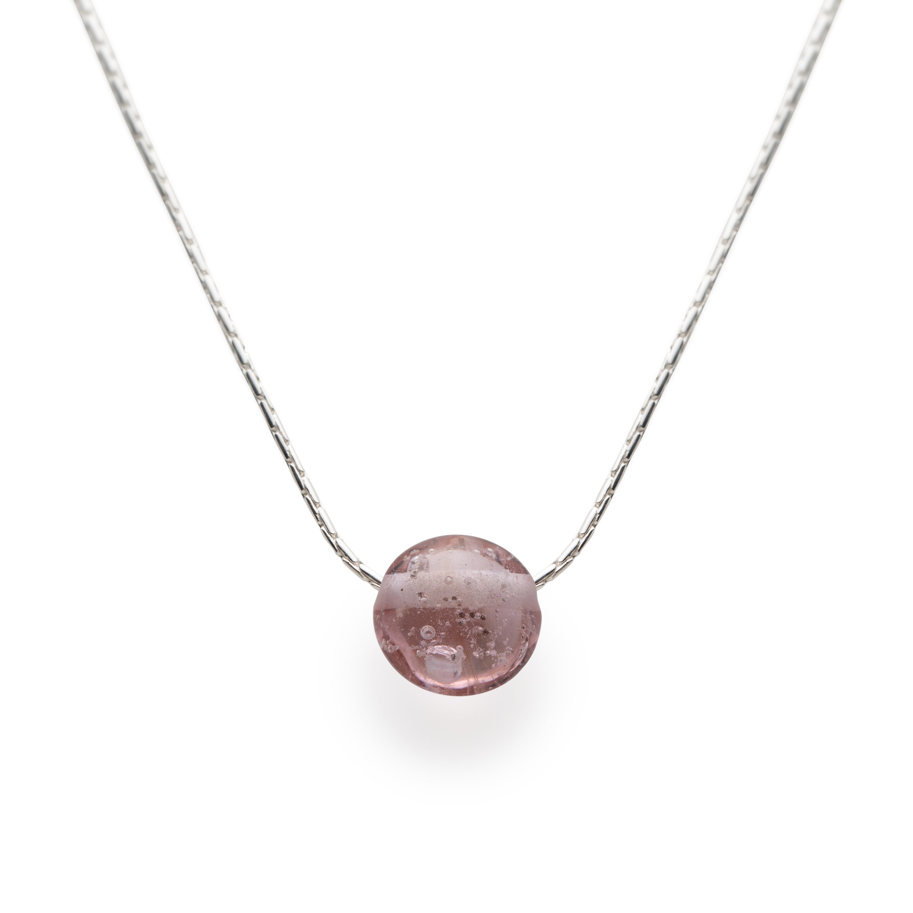 Silver Sand Pebble Necklace - Pale Pink