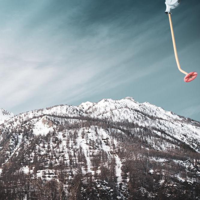 Mountain scenery from ski lift.