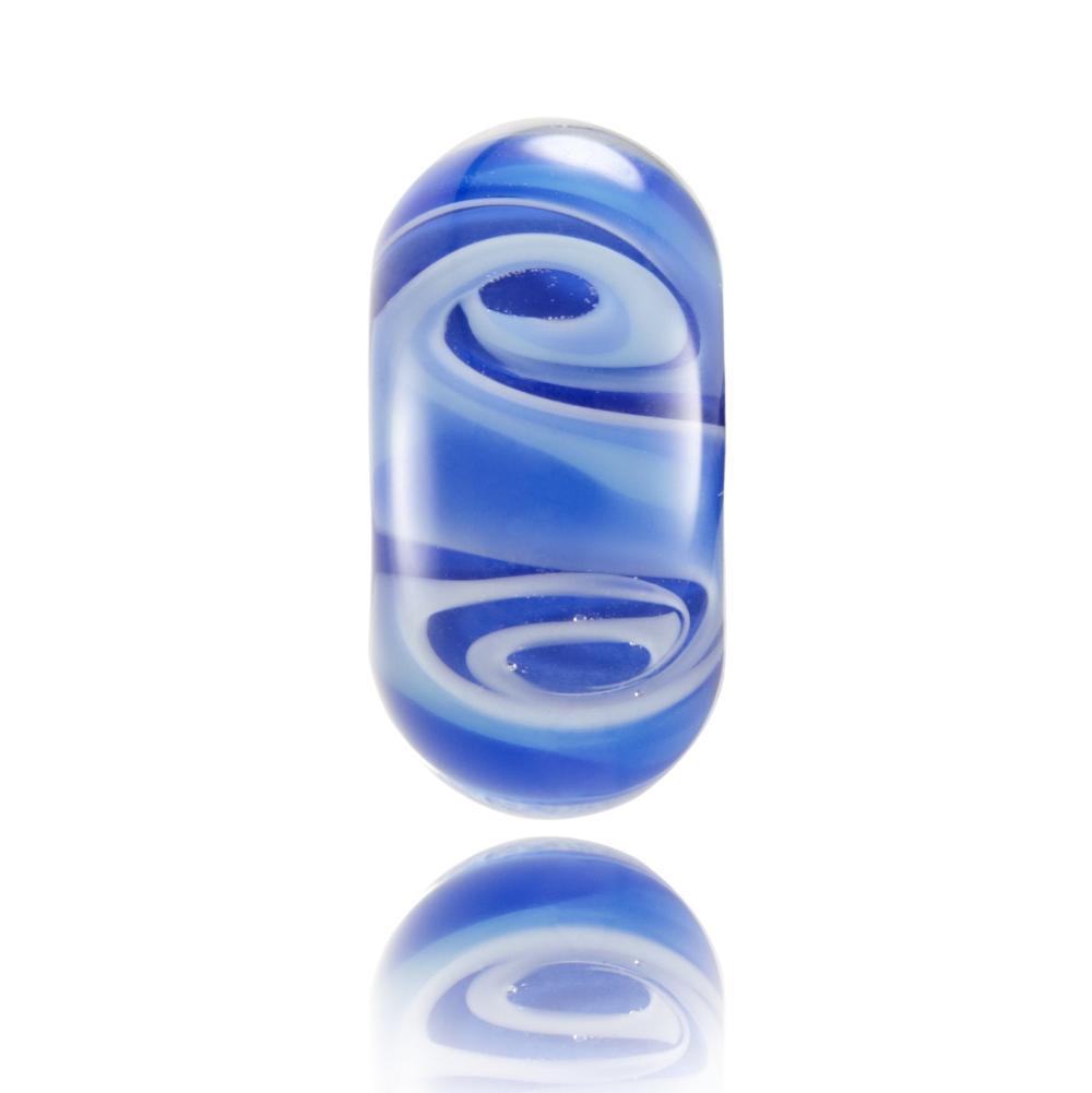 Swirling blue, white and clear glass bead representing there Southern Ocean.